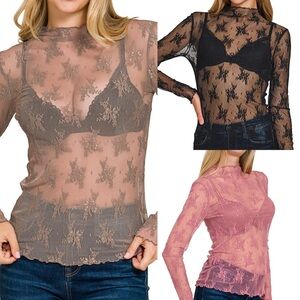“ Luna Lace “ Long Sleeve Stretch Top | Fall Assortment